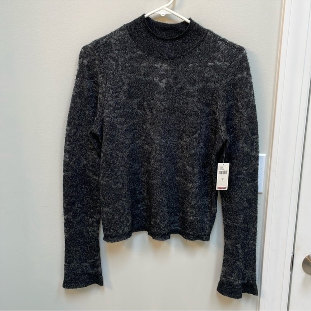 NWT Anthropologie Semi Sheer Floral Lace Mock Neck Sweater Sx Small